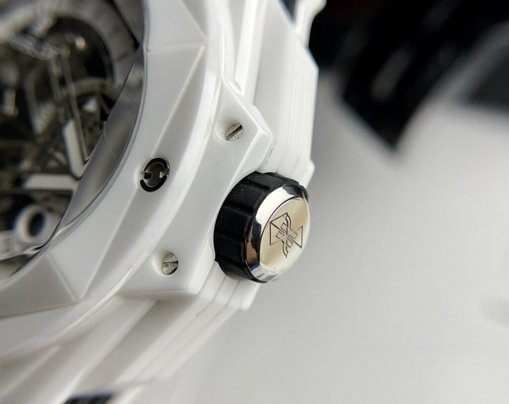 Hublot Big Bang Sang Bleu Watch White Ceramic Rubber Strap 45mm