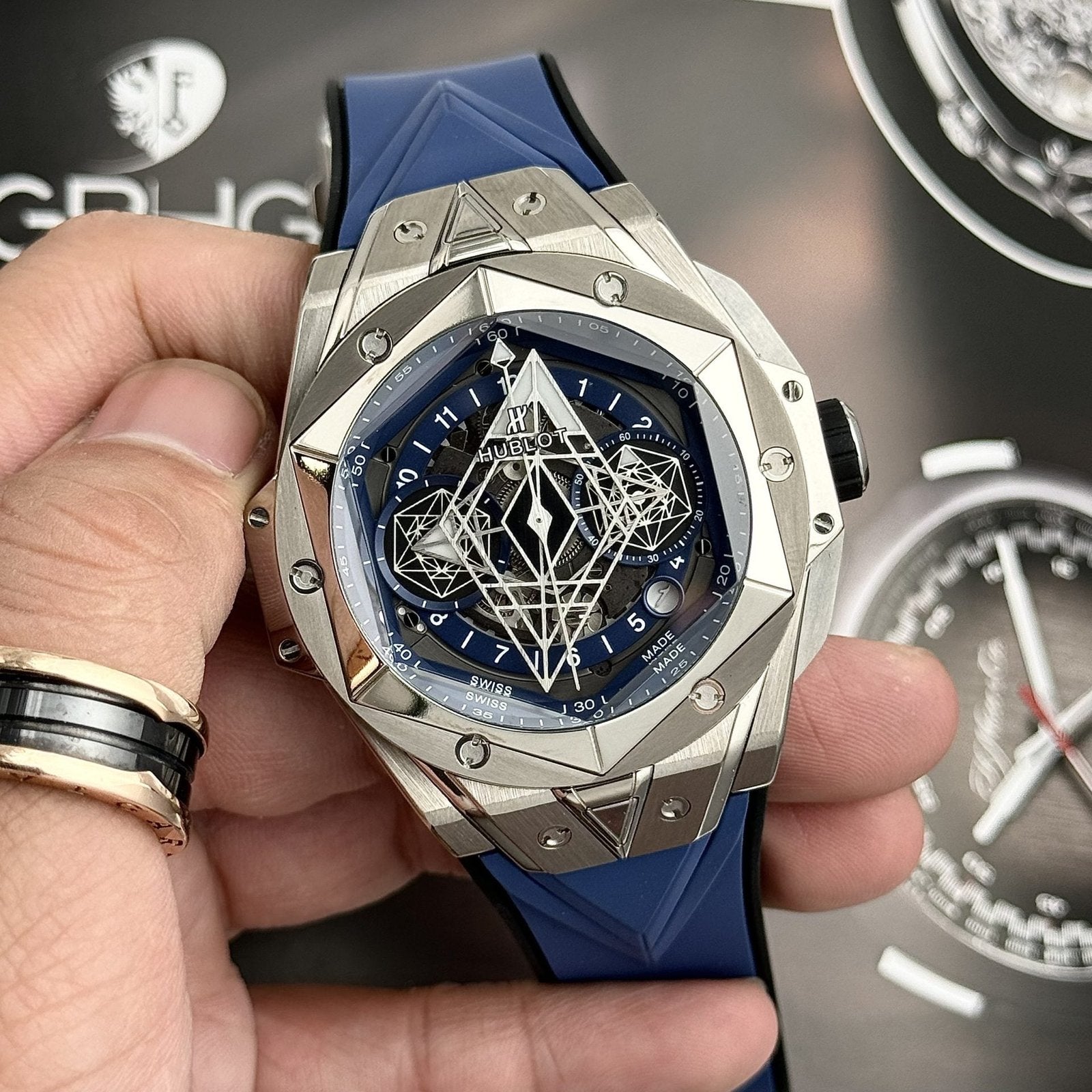 Hublot Watch Big Bang Sang Bleu II Titanium Blue Dial 45mm
