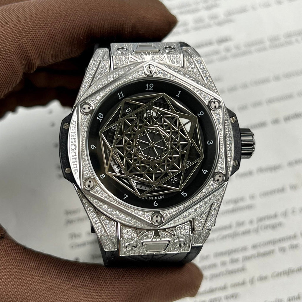 Hublot Big Bang Sang Bleu Watch With Diamonds 45mm