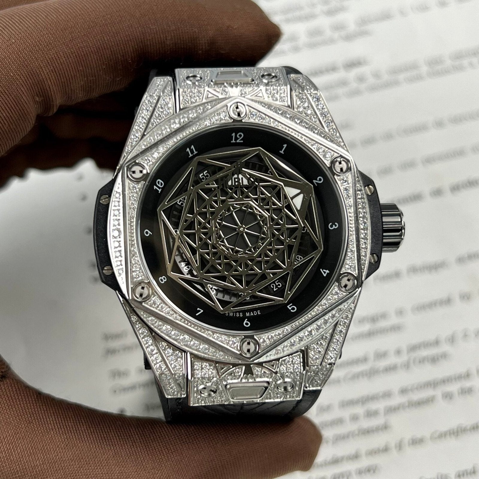 Hublot Big Bang Sang Bleu Watch With Diamonds 45mm