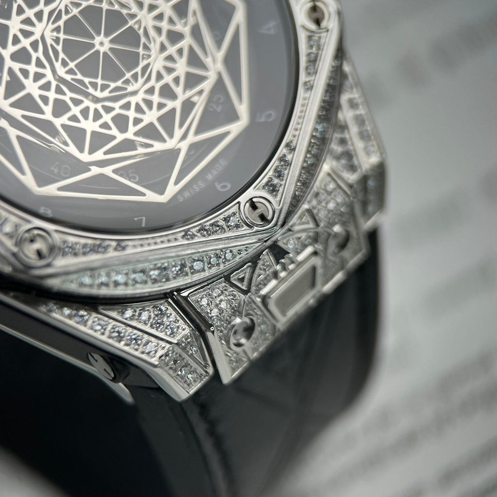 Hublot Big Bang Sang Bleu Watch With Diamonds 45mm