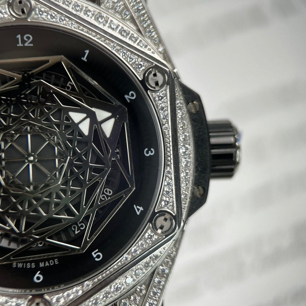 Hublot Big Bang Sang Bleu Watch With Diamonds 45mm
