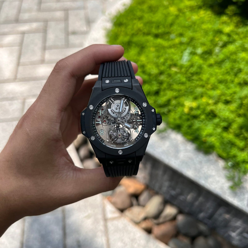 Hublot Big Bang Tourbillon Watch Ceramic Black Rubber Strap 45mm
