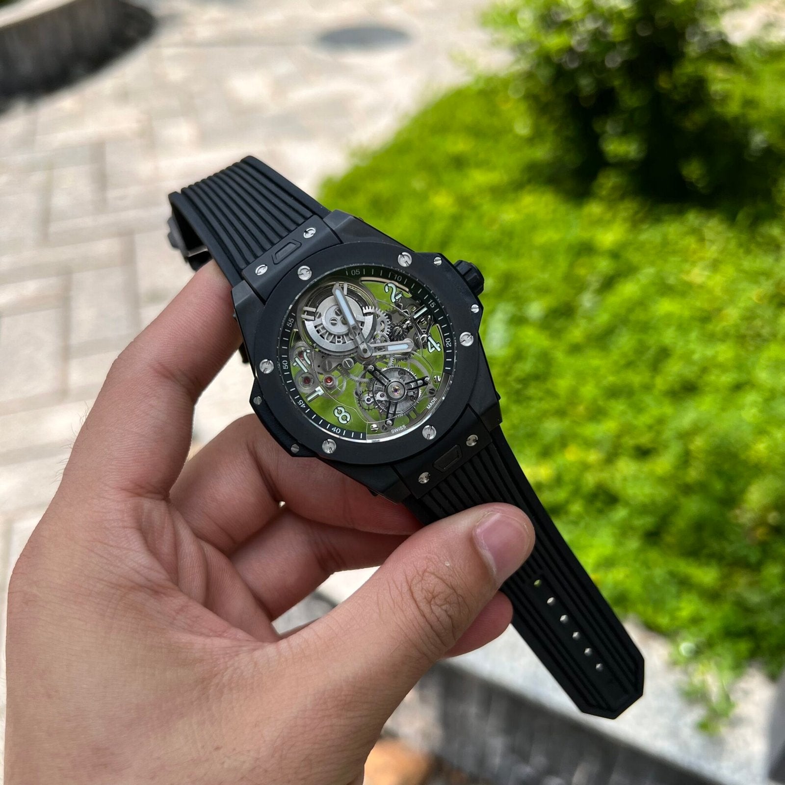 Hublot Big Bang Tourbillon Watch Ceramic Black Rubber Strap 45mm