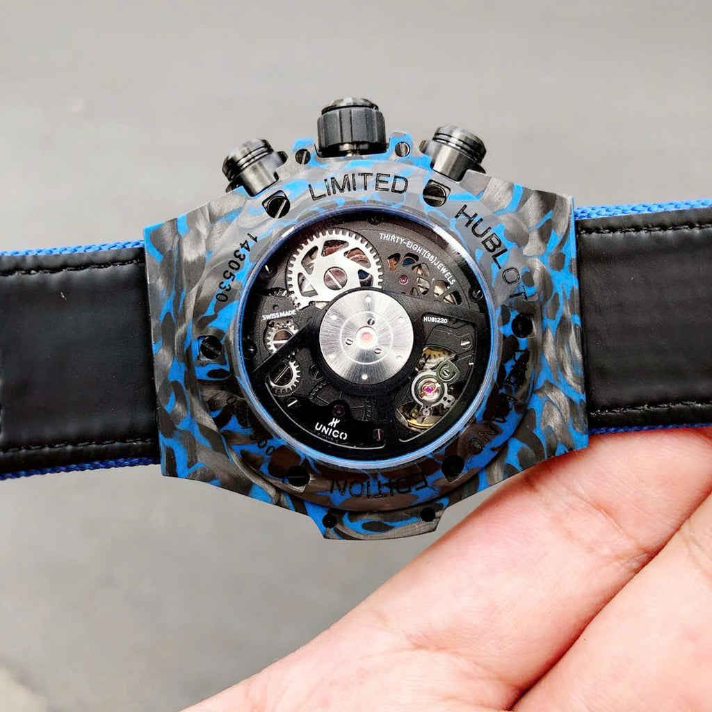 Hublot Big Bang Unico Blue Carbon Watch Fabric Strap 45mm