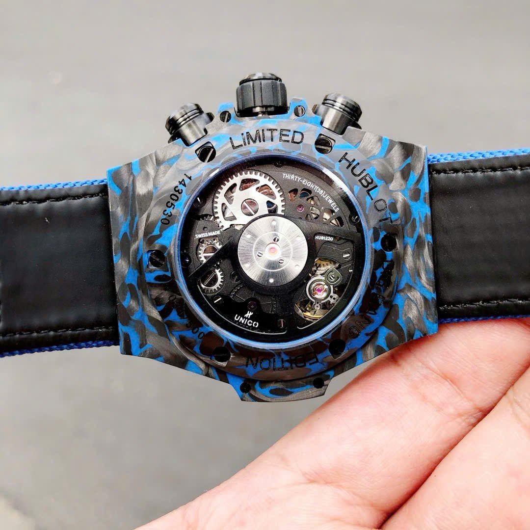 Hublot Big Bang Unico Blue Carbon Watch Fabric Strap 45mm