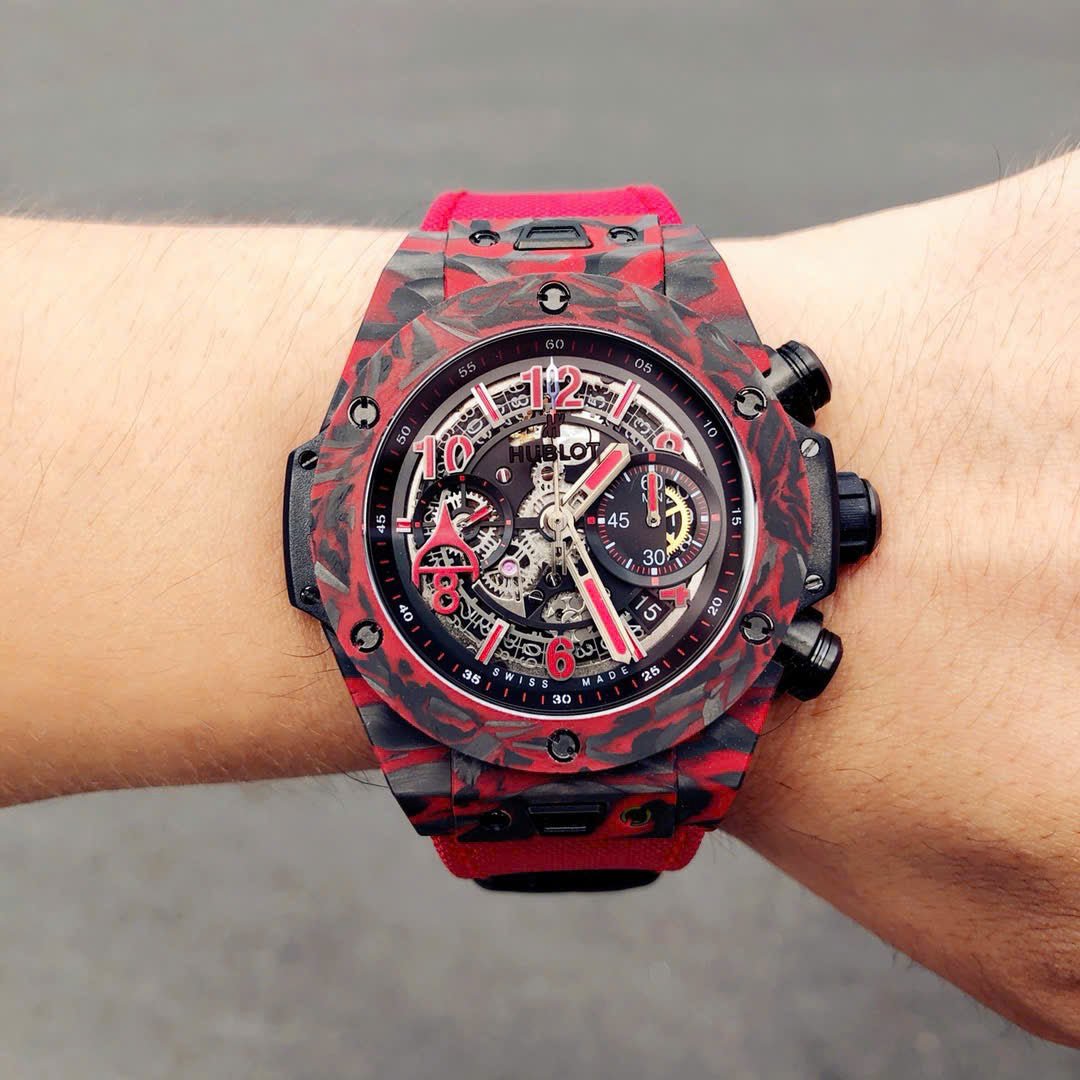 Hublot Big Bang Unico Red Carbon  Watch Fabric Strap 45mm
