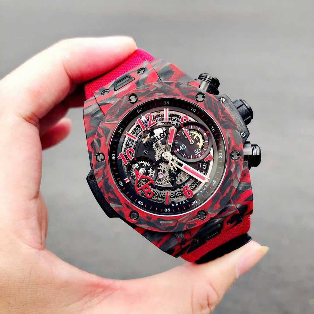 Hublot Big Bang Unico Red Carbon  Watch Fabric Strap 45mm
