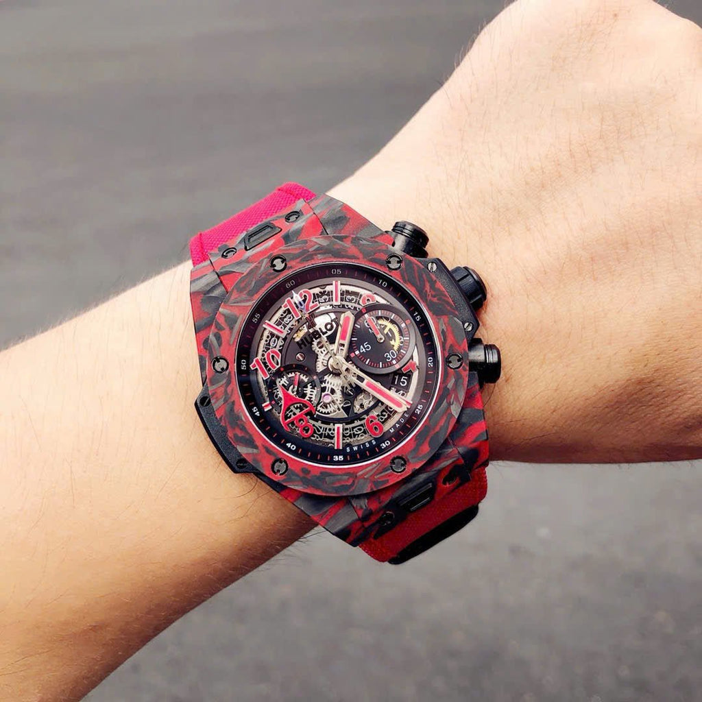 Hublot Big Bang Unico Red Carbon  Watch Fabric Strap 45mm