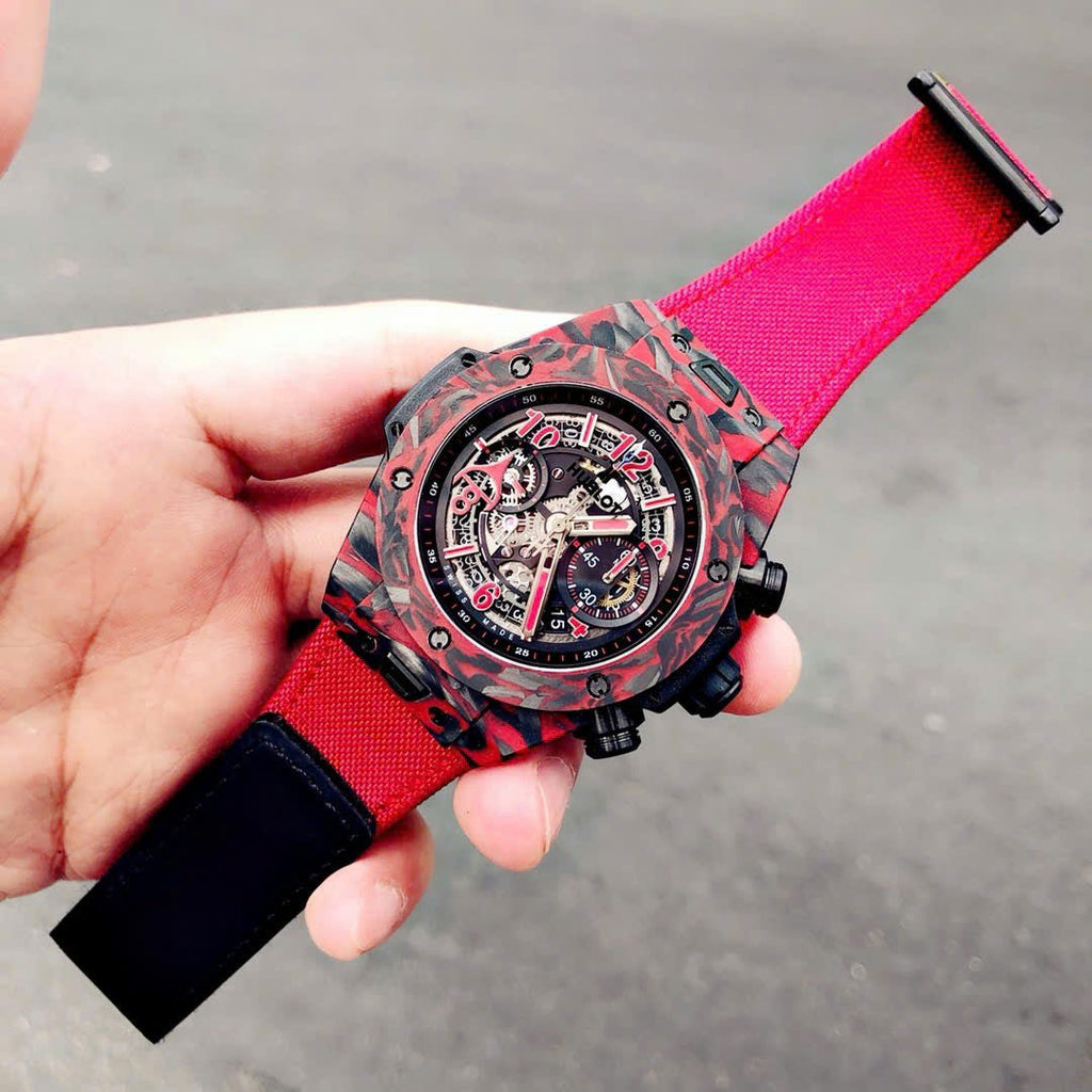 Hublot Big Bang Unico Red Carbon  Watch Fabric Strap 45mm