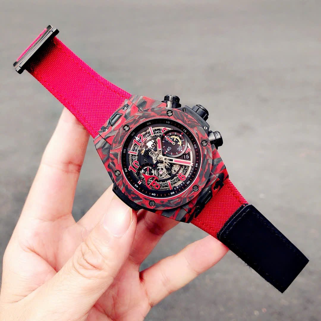 Hublot Big Bang Unico Red Carbon  Watch Fabric Strap 45mm