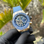 Hublot Watch Big Bang Unico Titanium Blue Dial Rubber Strap 44mm