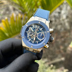 Hublot Watch Big Bang Unico Titanium Blue Dial Rubber Strap 44mm