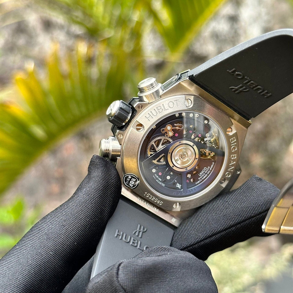 Hublot Watch Big Bang Unico Titanium Blue Dial Rubber Strap 44mm