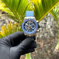 Hublot Watch Big Bang Unico Titanium Blue Dial Rubber Strap 44mm