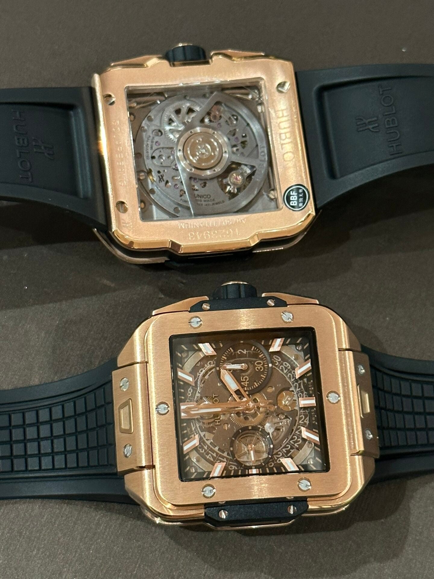 Hublot Big Bang Square Watch Rose Gold Rubber Strap 42mm