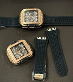 Hublot Big Bang Square Watch Rose Gold Rubber Strap 42mm