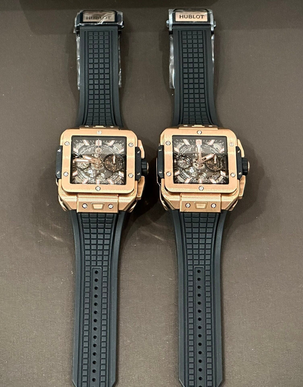 Hublot Big Bang Square Watch Rose Gold Rubber Strap 42mm