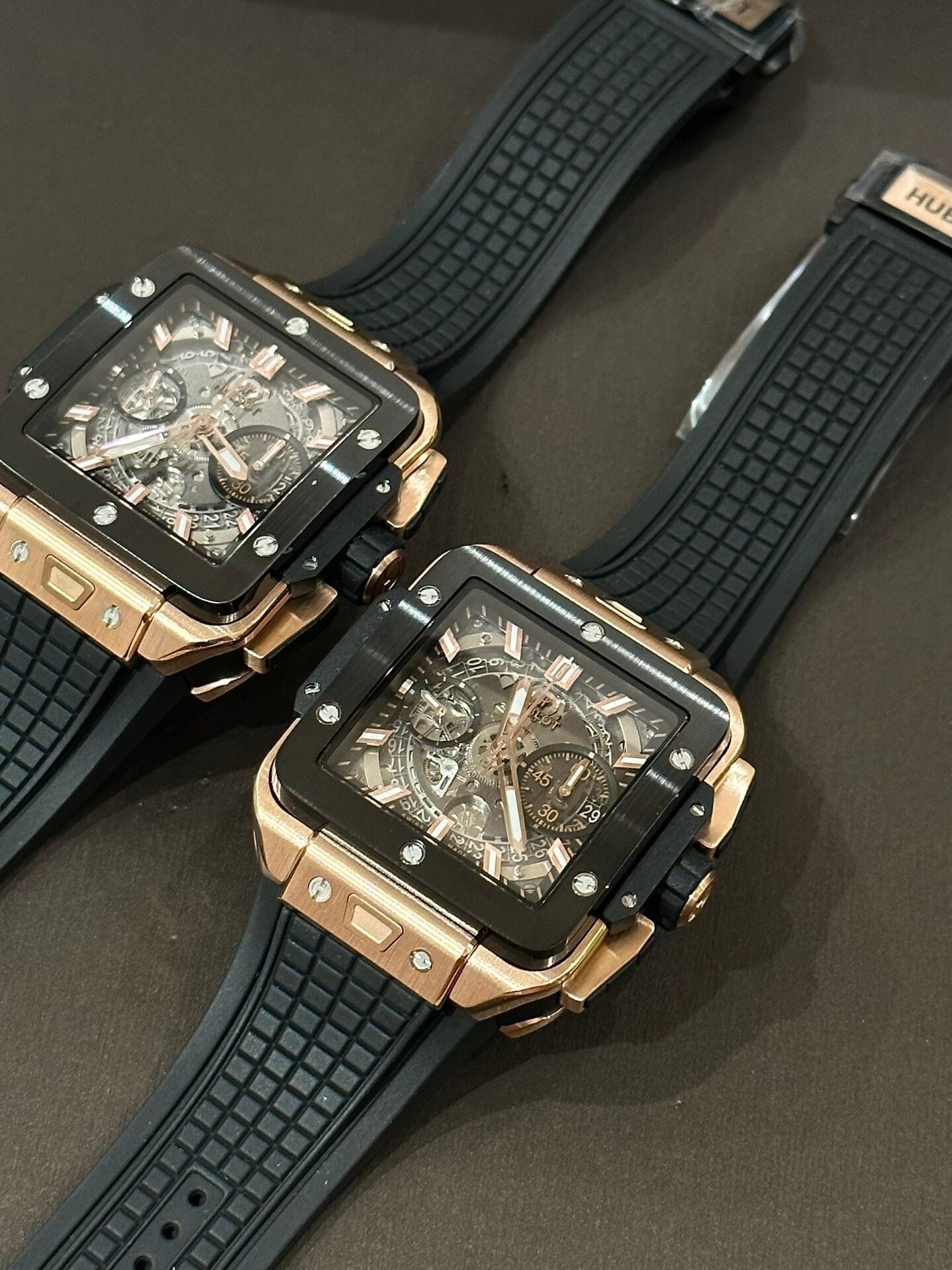 Hublot Big Big Square Watch Rose Gold Black Bezel 42mm