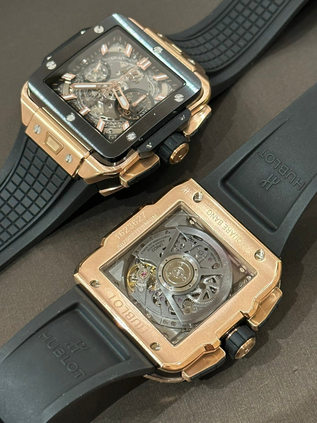 Hublot Big Big Square Watch Rose Gold Black Bezel 42mm