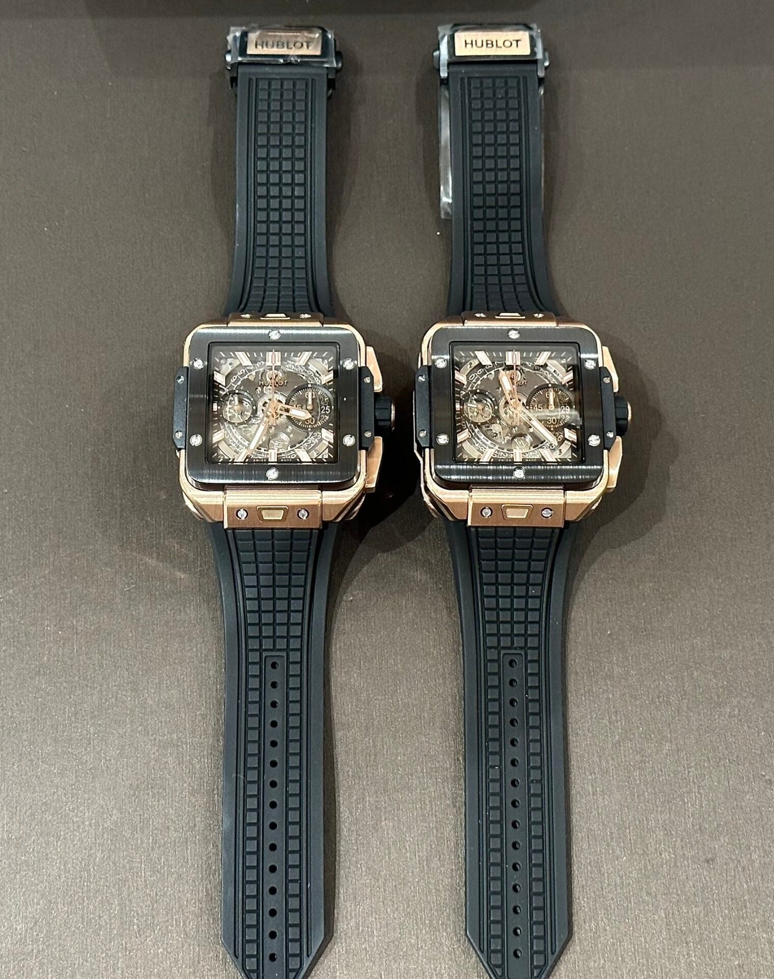 Hublot Big Big Square Watch Rose Gold Black Bezel 42mm
