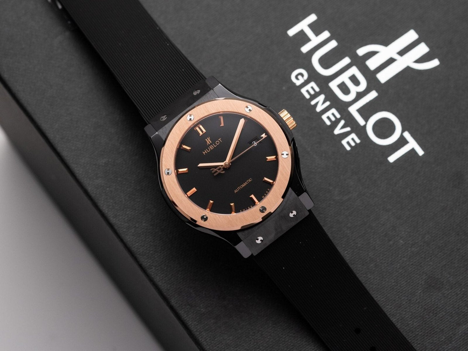Hublot Watch Ceramic Demi Rose Rubber Strap 42mm
