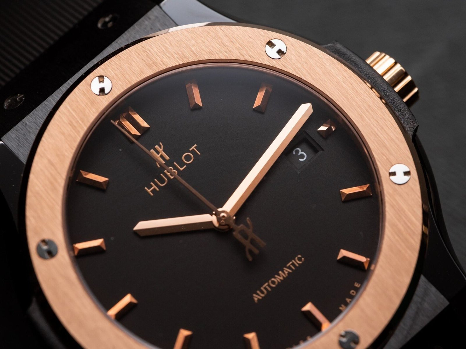 Hublot Watch Ceramic Demi Rose Rubber Strap 42mm