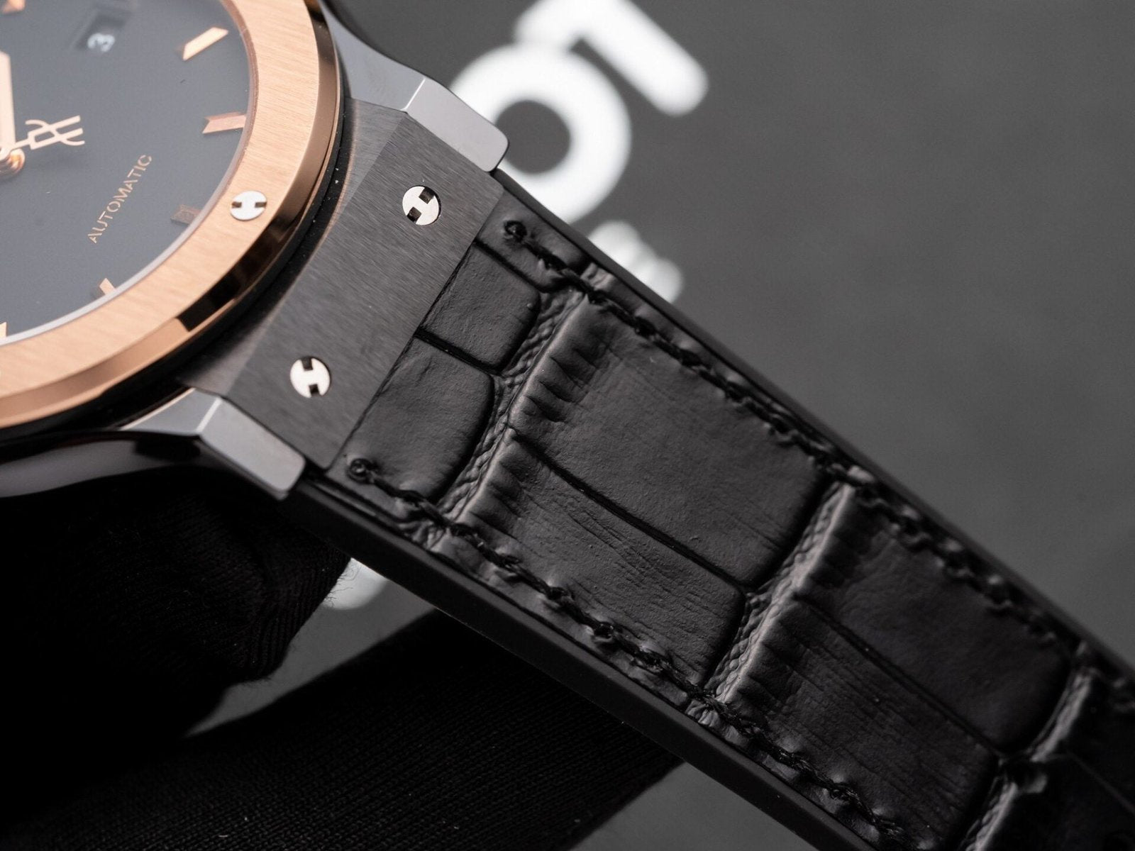 Hublot Classic Fusion Ceramic Demi Rose Watch Leather Strap 42mm