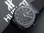 Hublot Classic Fusion Watch Ceramic Carbon Dial Rubber Strap 42mm
