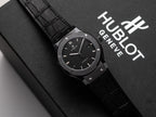 Hublot Classic Fusion  Watch Ceramic Carbon Dial Leather Strap 42mm