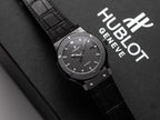 Hublot Classic Fusion Ceramic Carbon Dial Watch Leather Strap 42mm