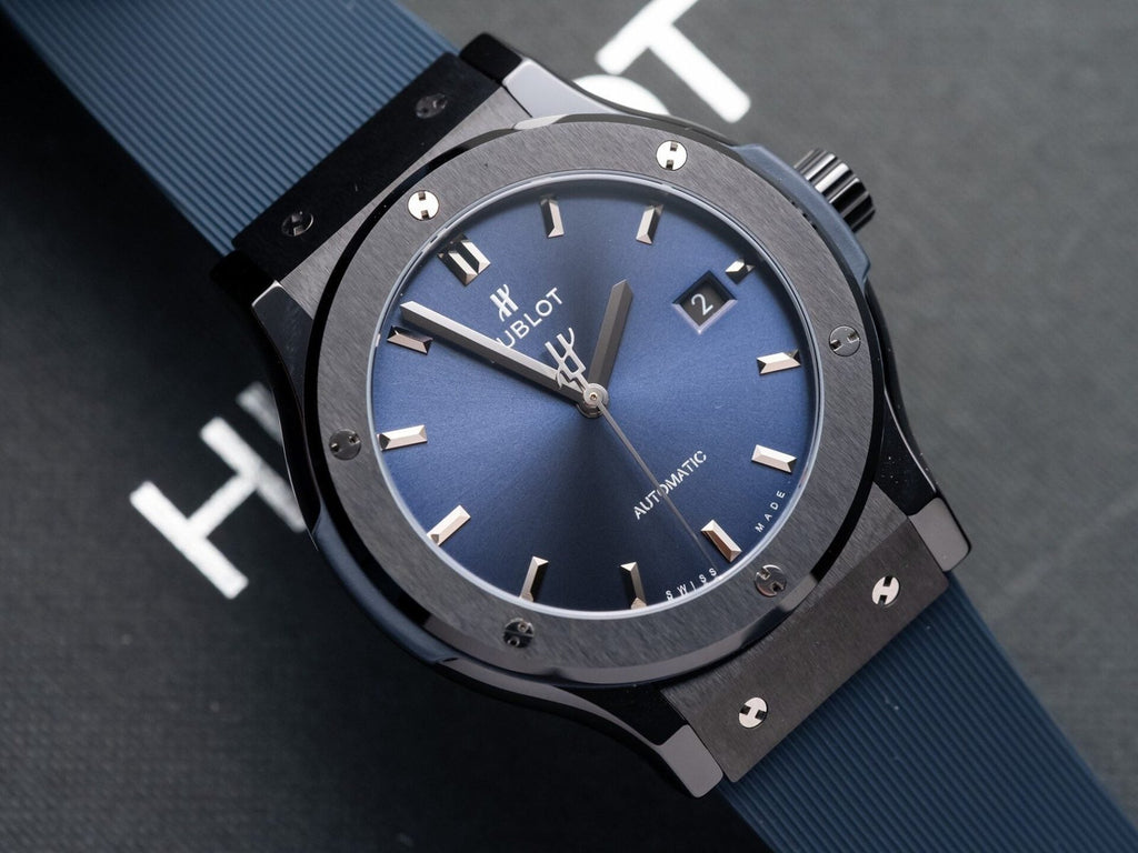 Hublot Classic Fusion Ceramic Blue Dial Rubber Strap 42mm
