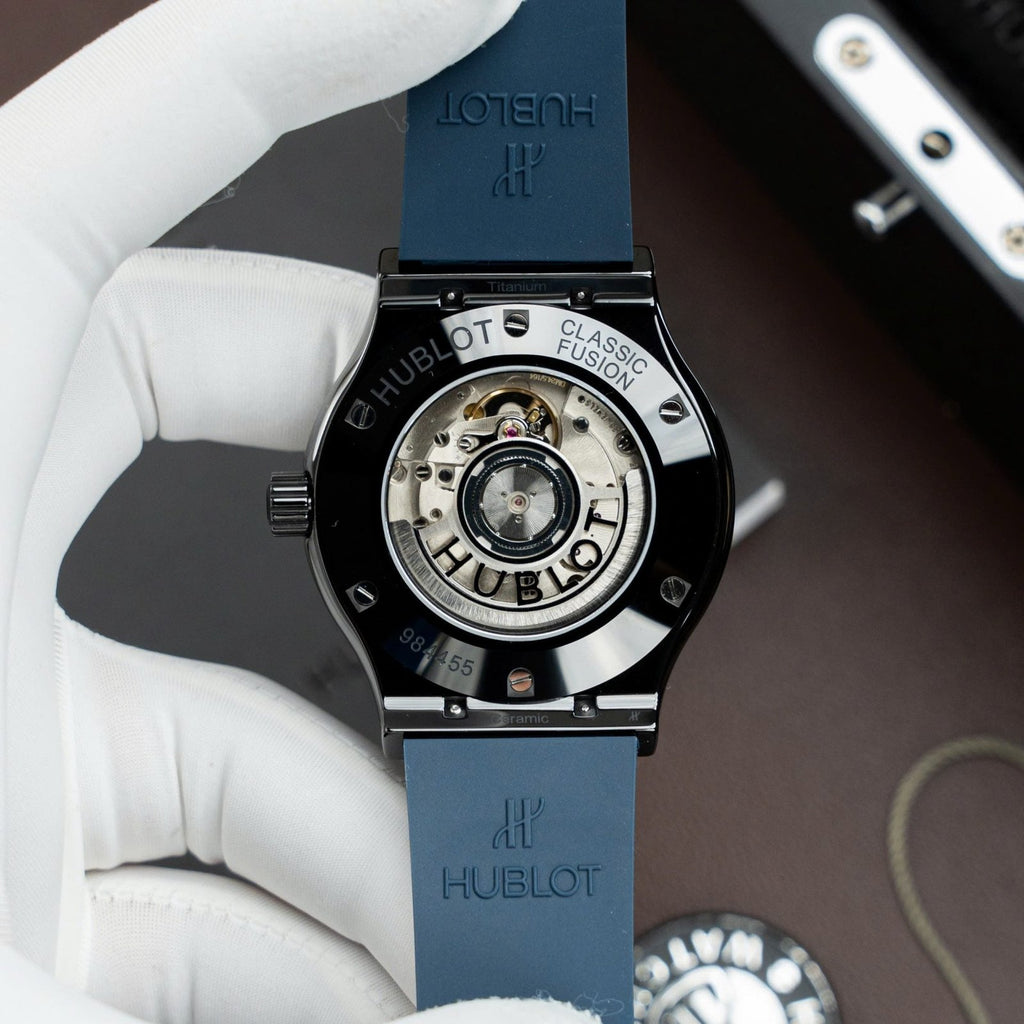 Hublot Classic Fusion Ceramic  Watch Blue Dial Rubber Strap 42mm