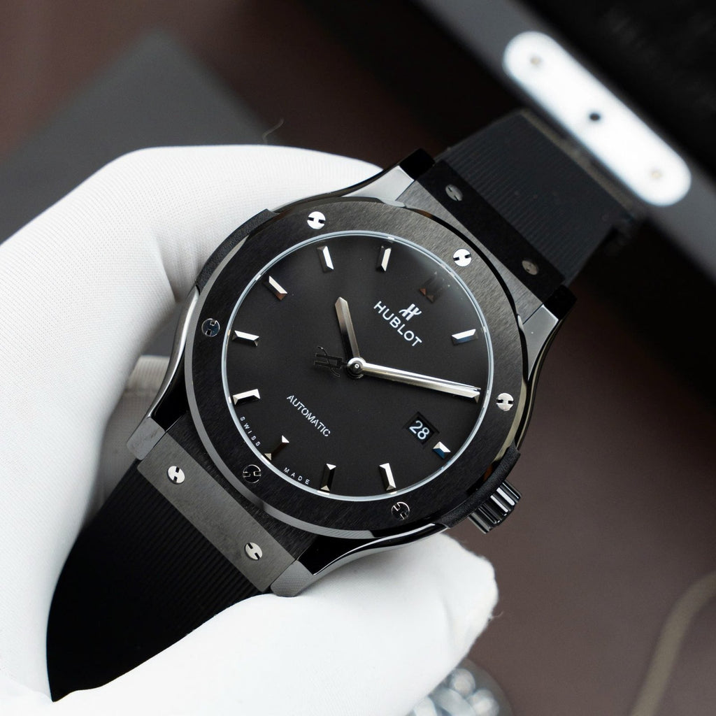 Hublot Classic Fusion Ceramic Black Rubber Strap Watch 42mm