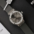 Hublot Classic Fusion Watch Moissanite Diamonds Gray 33mm