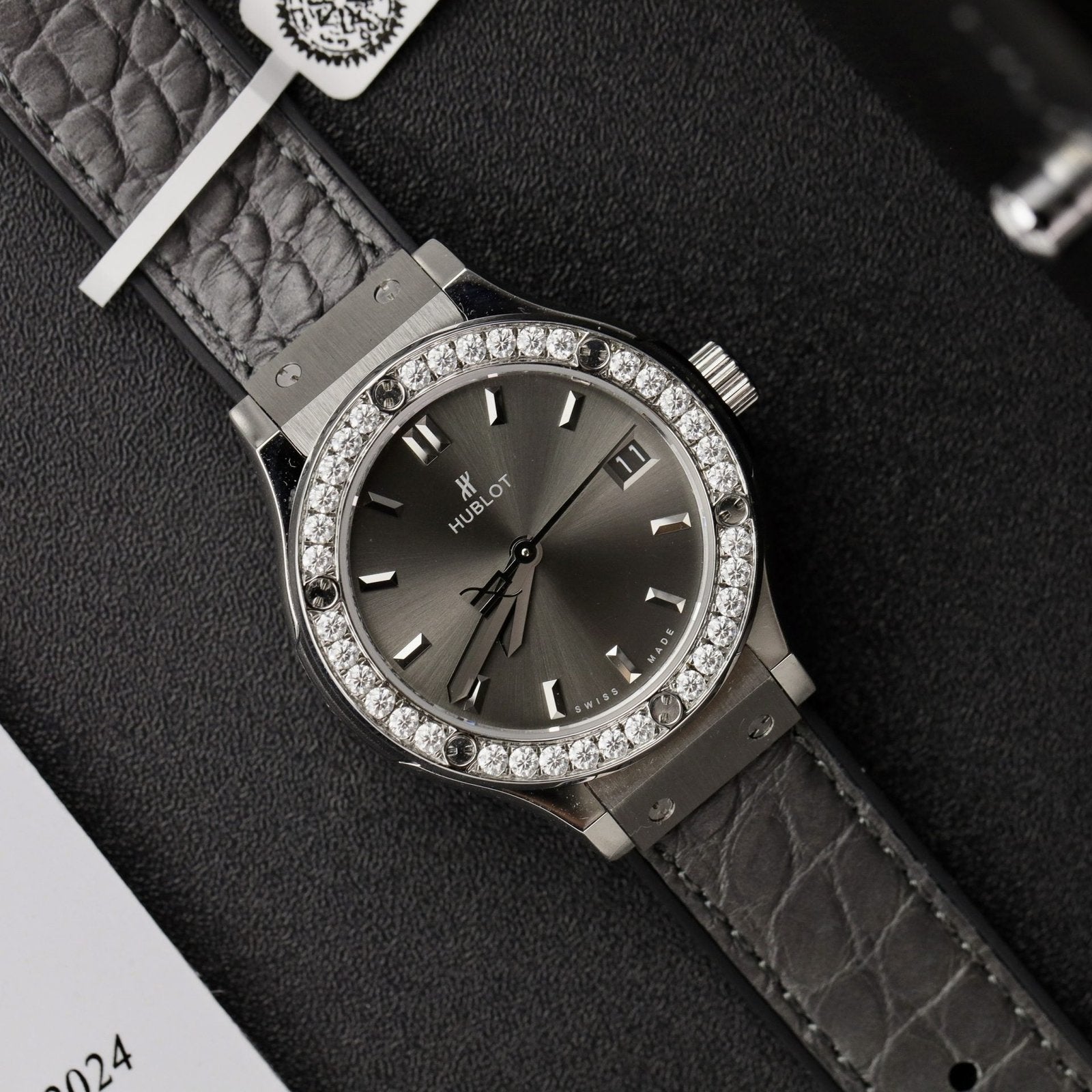 Hublot Classic Fusion Watch Moissanite Diamonds Gray 33mm