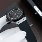 Hublot Classic Fusion Ceramic Watch Carbon Dial Rubber Strap 42mm