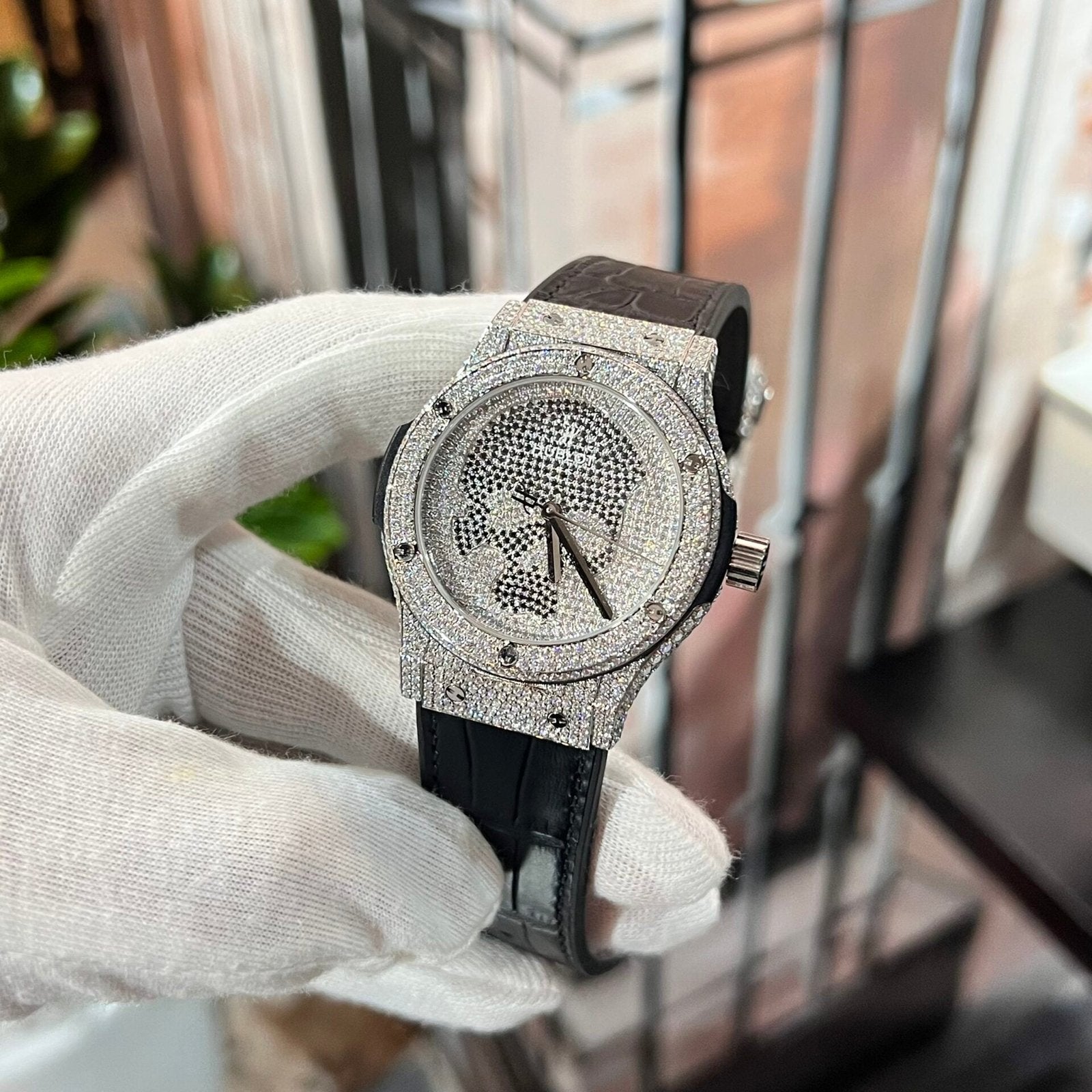 Hublot Classic Fusion With Moissanite Watch Leather Strap 42mm