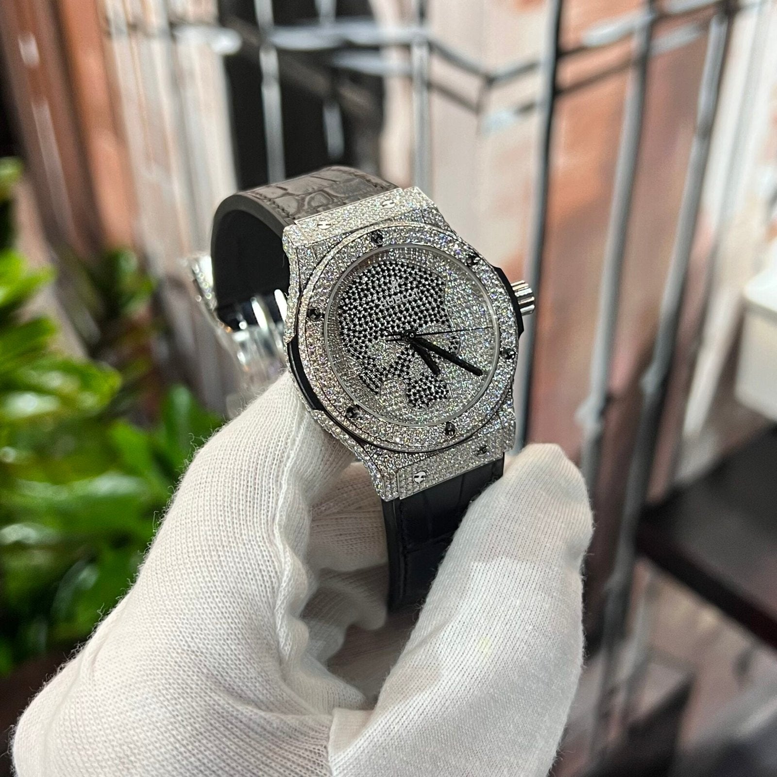 Hublot Classic Fusion With Moissanite Watch Leather Strap 42mm