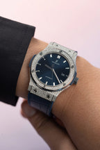 Hublot Watch Classic Fusion Full Natural Diamond Blue Dial 42mm