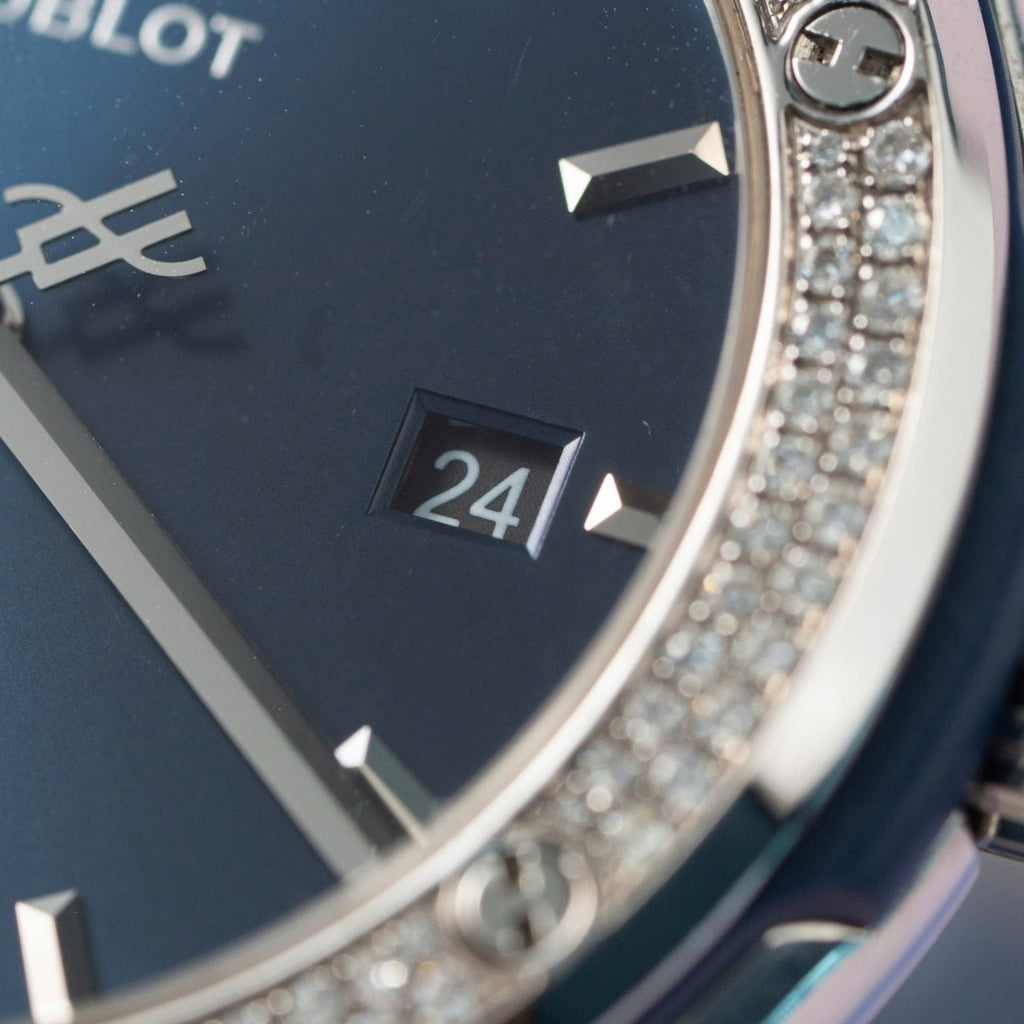 Hublot Watch Classic Fusion Full Natural Diamond Blue Dial 42mm