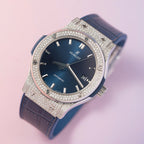 Hublot Watch Classic Fusion Full Natural Diamond Blue Dial 42mm