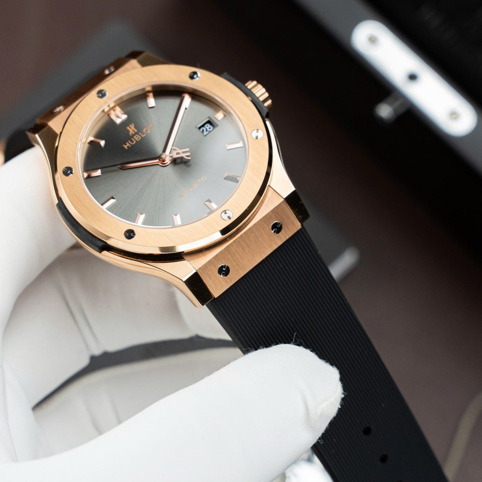 Hublot Classic Fusion King Gold Watch Gray Dial Movement SW300 Swiss Made 42mm