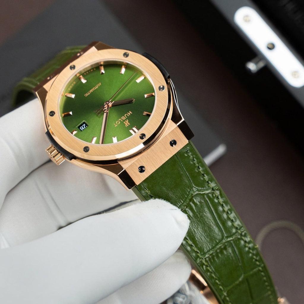 Hublot Classic Fusion King Gold Watch Green Dial Movement SW300 Swiss Made 42mm