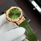 Hublot Classic Fusion King Gold Watch Green Dial Movement SW300 Swiss Made 42mm