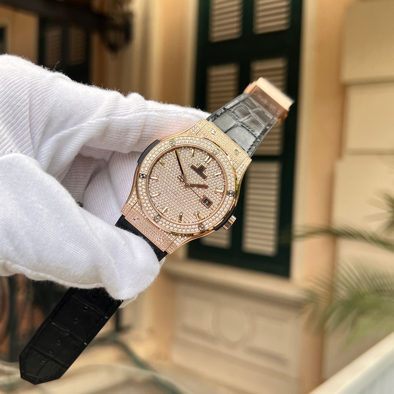 Hublot Classic Fusion King Gold Watch With Full Diamonds 42mm