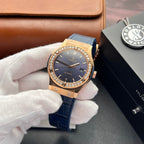 Hublot Watch Classic Fusion King Gold With Moissanite Diamonds Blue 42mm