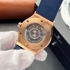 Hublot Watch Classic Fusion King Gold With Moissanite Diamonds Blue 42mm