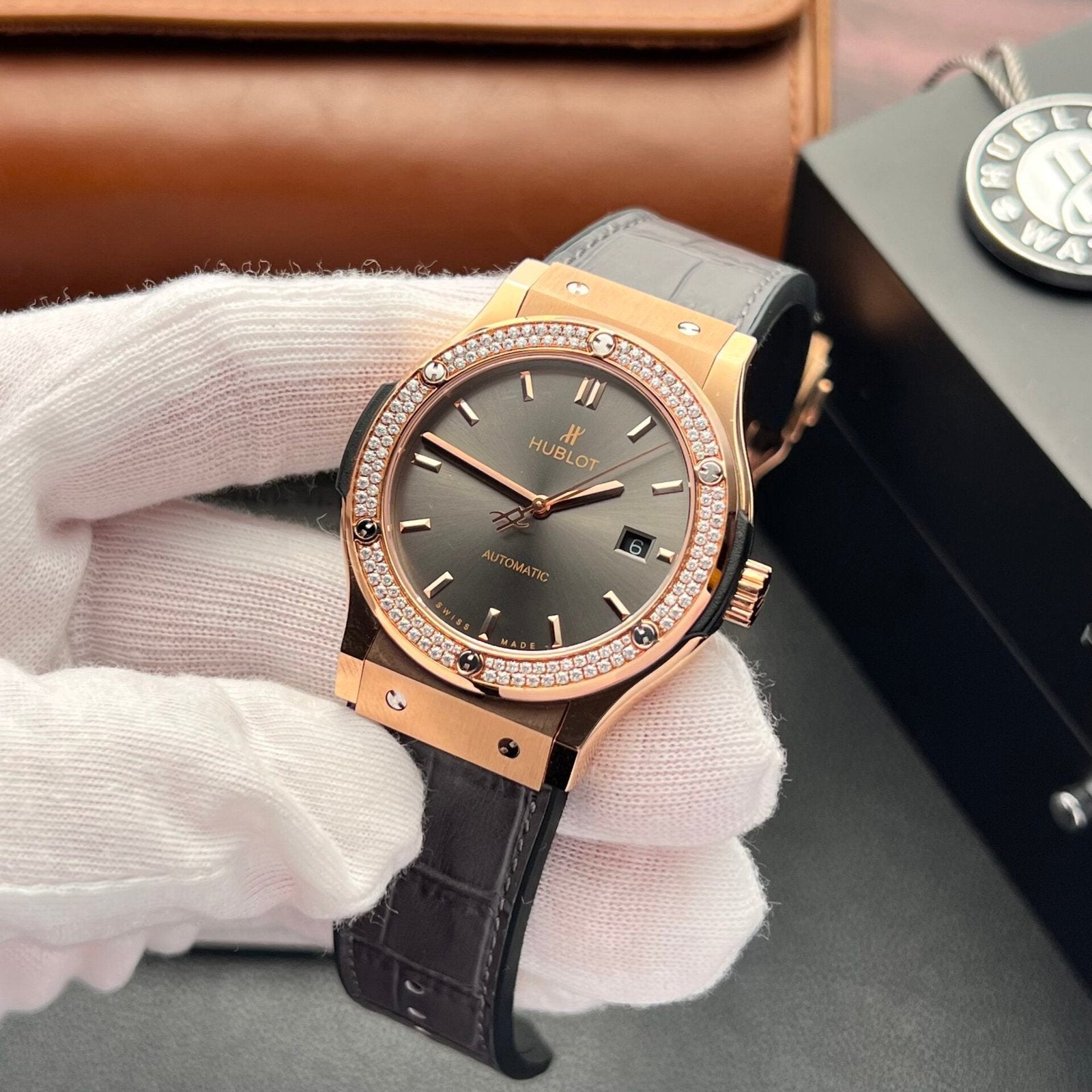 Hublot Classic Fusion King Gold Watch With Moissanite Diamond 42mm