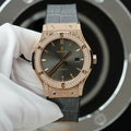 Hublot Classic Fusion King Gold  Watch Gray Dial Diamonds 42mm